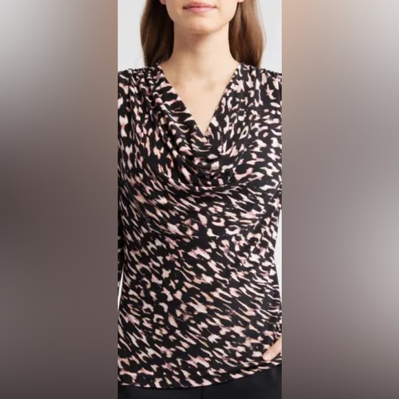 Kasper Women's Brown Black Printed Sleeveless Cowl Neck Top - Picture 7 of 7